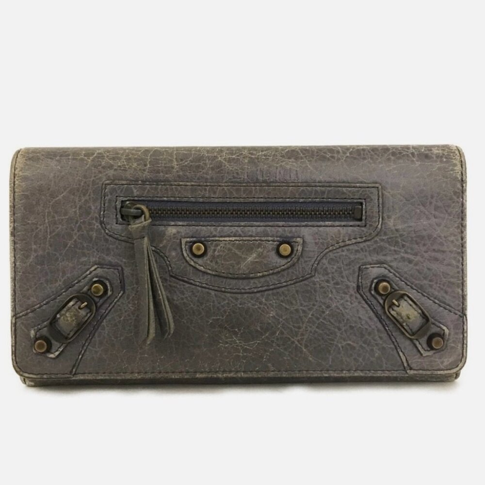 BALENCIAGA Classic Continental Leather Long Bifold Wallet Excellent Condition